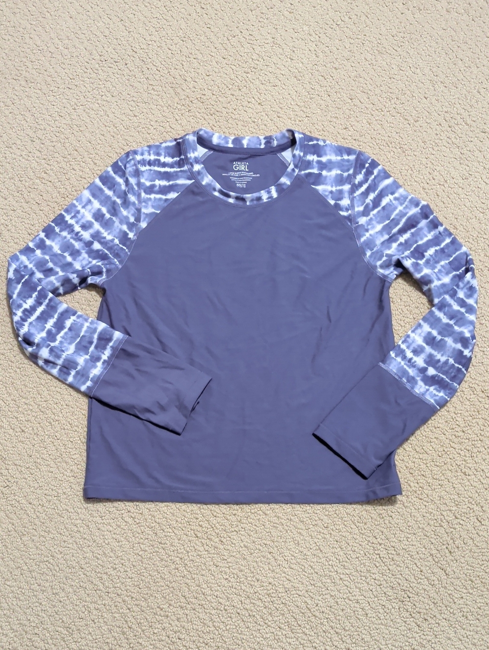Athleta Girl Purple Long Sleeve Rash guard Top with Tie-Dye Sleeves